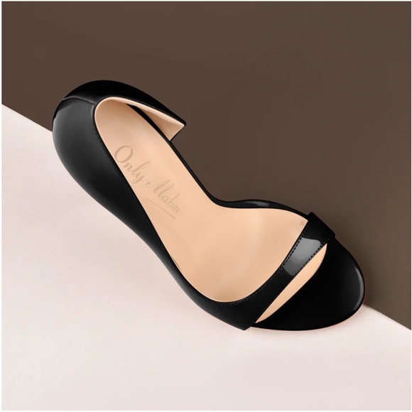 Black Open Toe Side Cut Stiletto High Heel Sandals - Picture 3 of 10